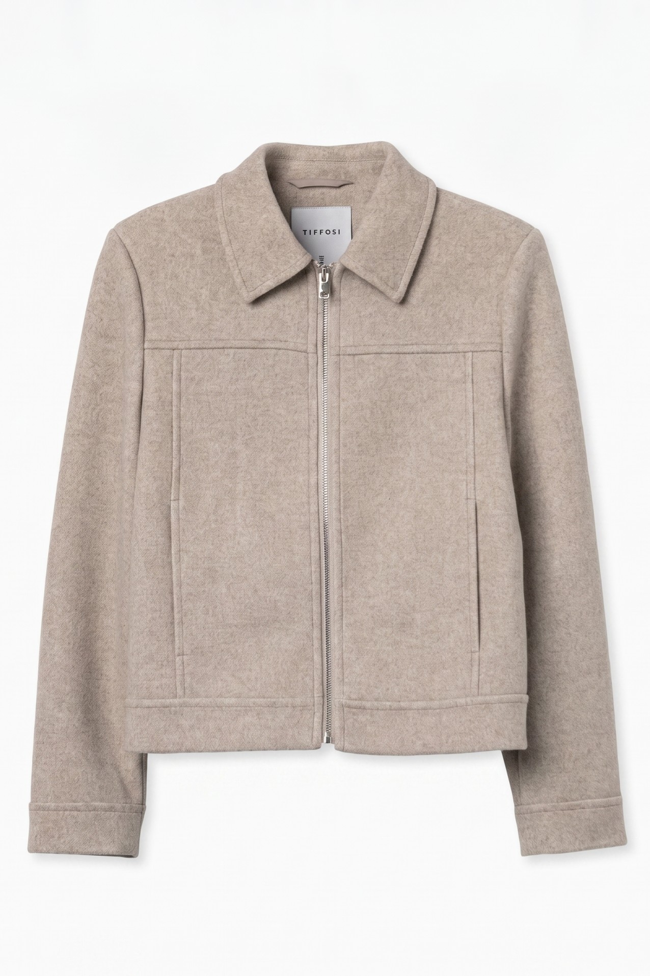 Chaqueta corta beige minimal