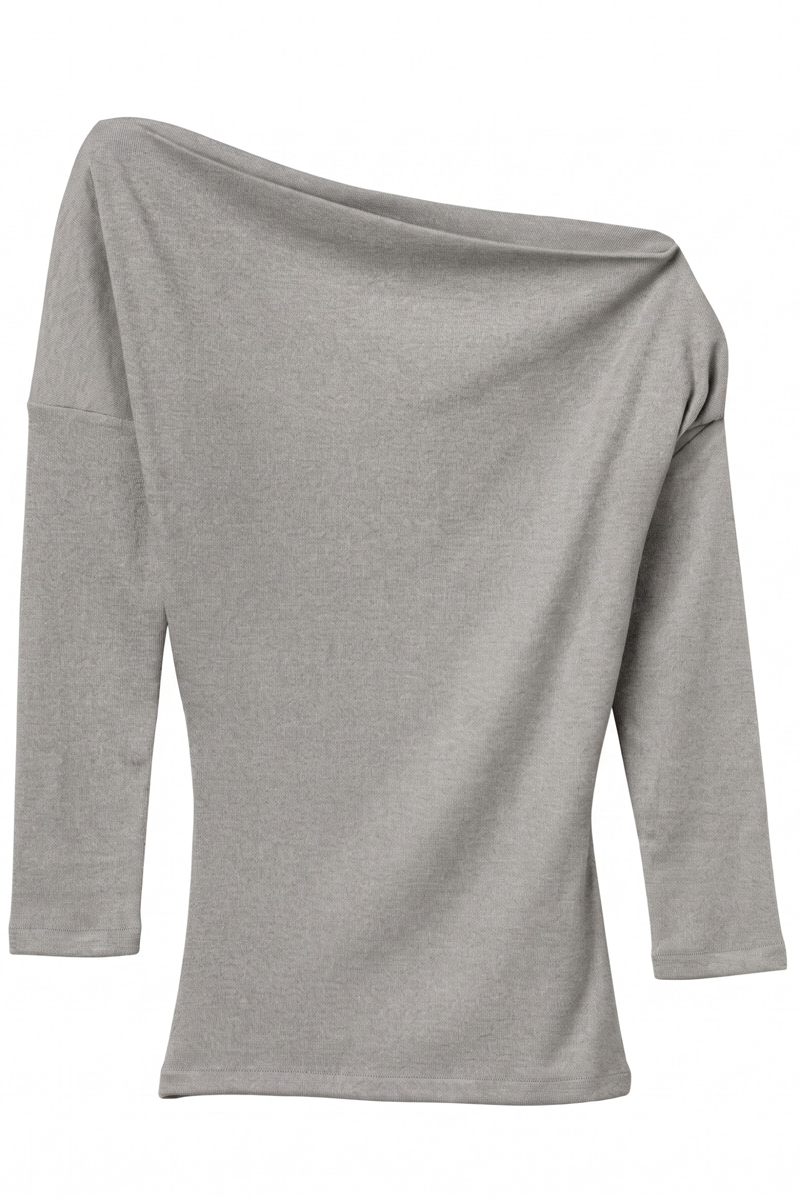 Grey Melange Off-Shoulder Tee
