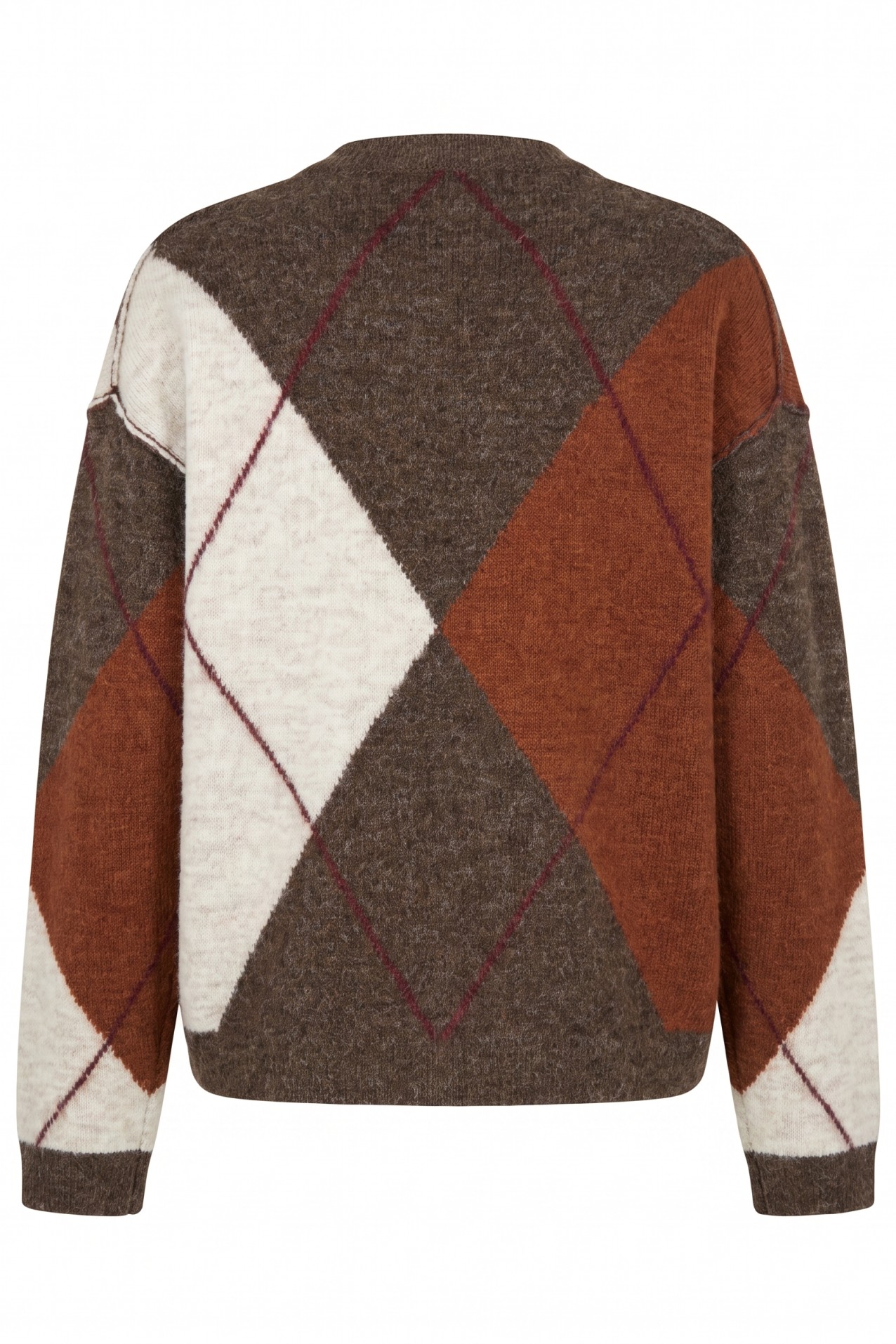 Brown Argyle V-Neck Sweater