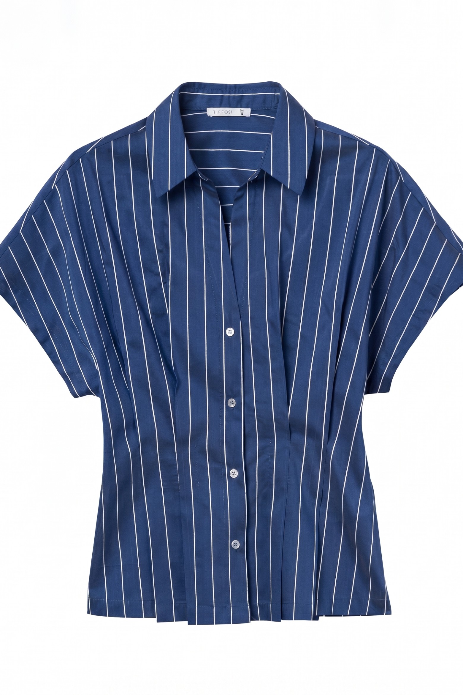 Camisa azul riscas curtas