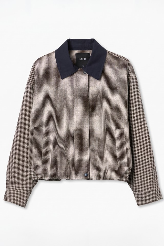 Checked blue collar jacket Checked blue collar jacket