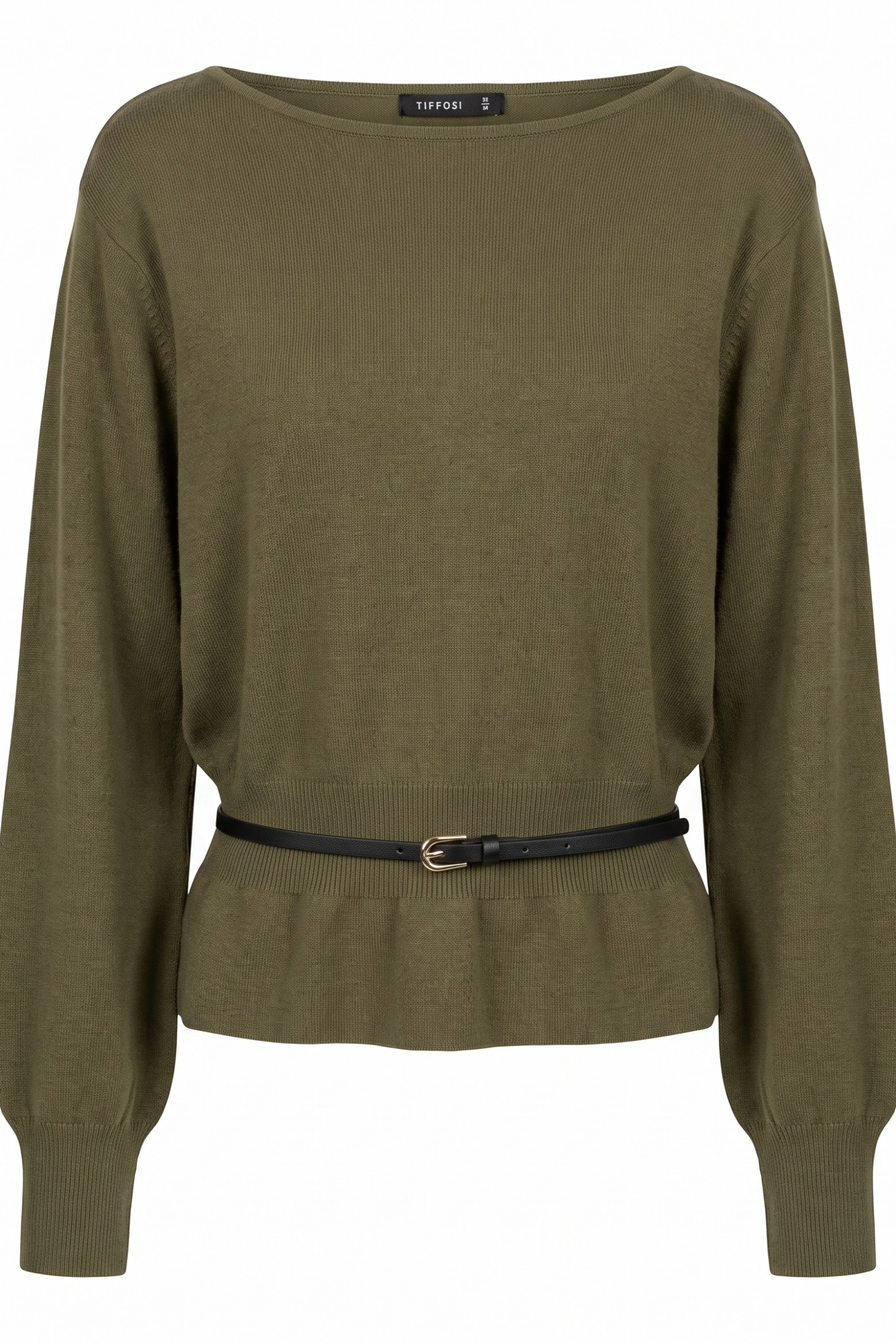 Green Peplum Knit Sweater