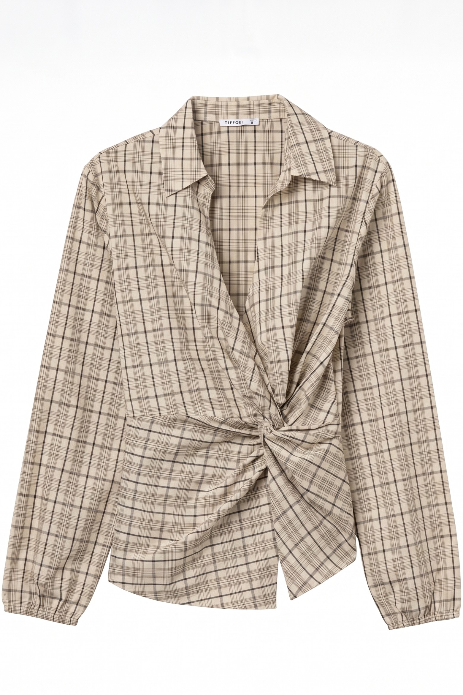Beige Plaid Long Sleeve Shirt