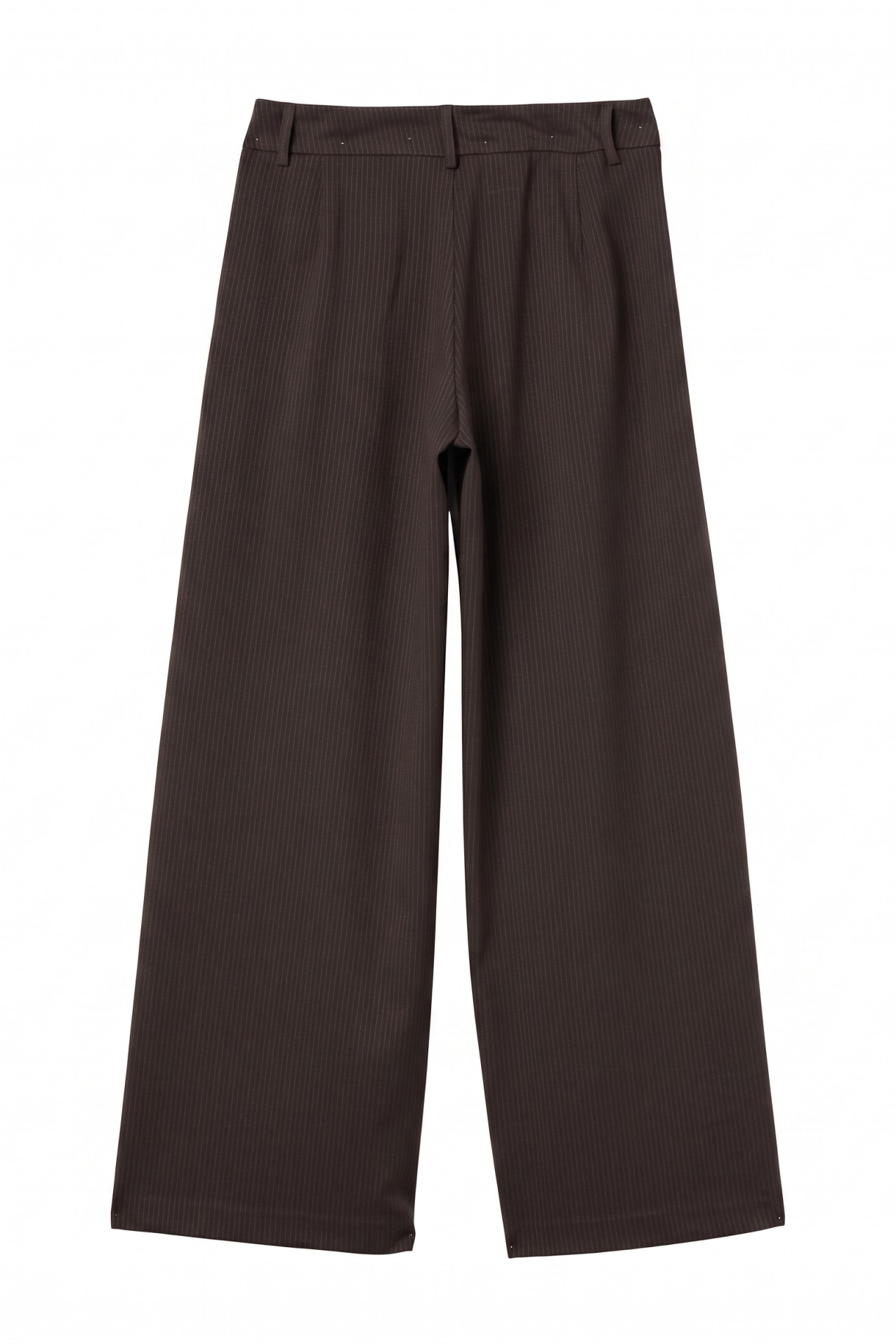 Brown Pinstripe Wide-Leg Trousers