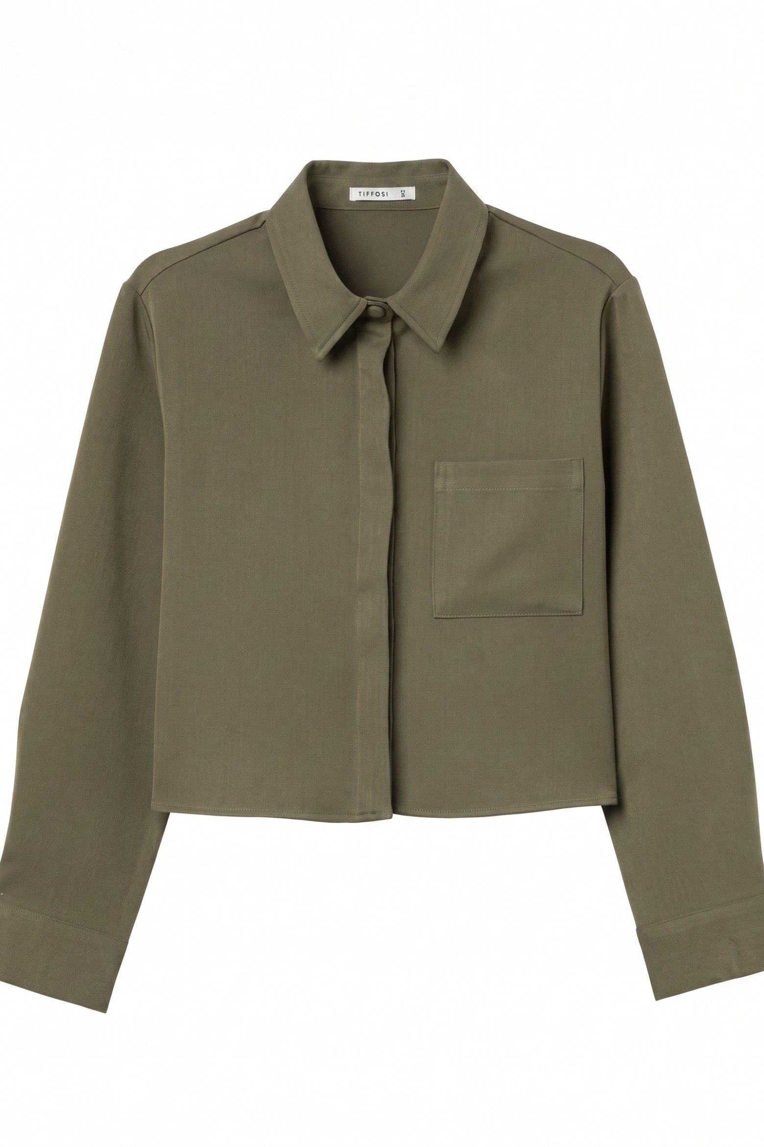 Green Cropped Long Sleeve Shirt