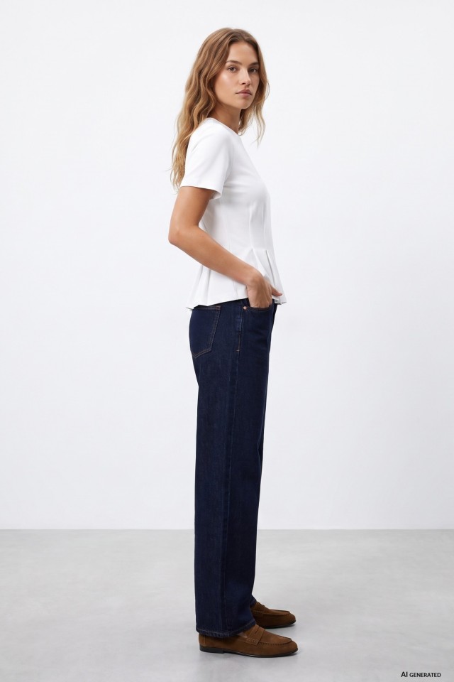 Wide Leg Dark Blue Jeans Wide Leg Dark Blue Jeans