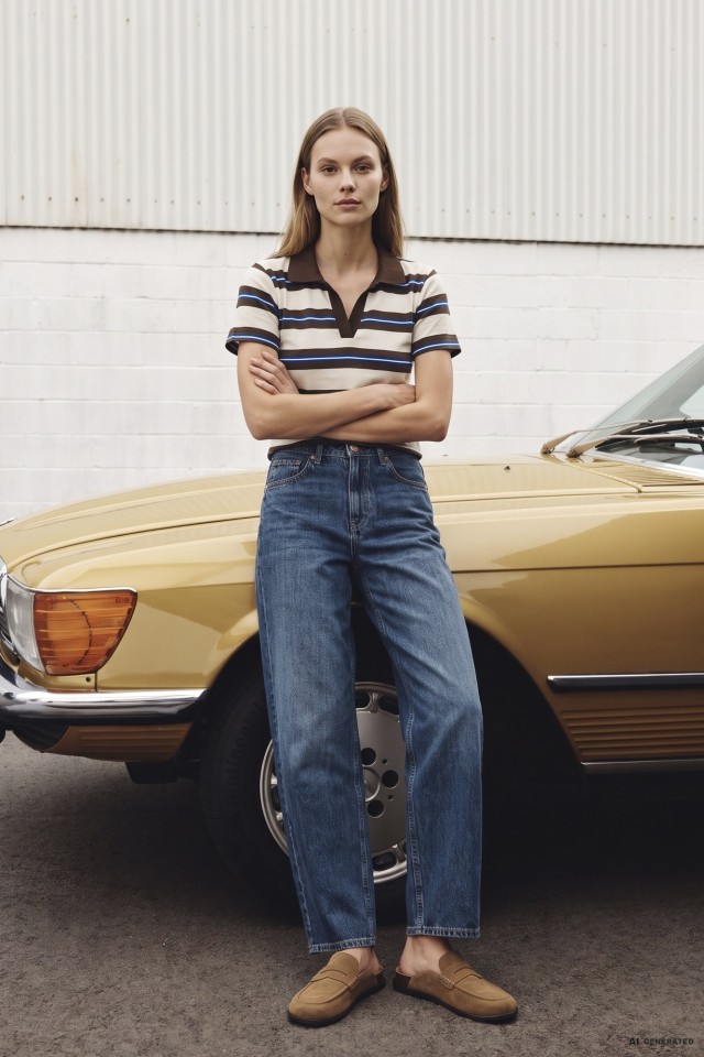 Beige Striped Short Sleeve Tee Beige Striped Short Sleeve Tee