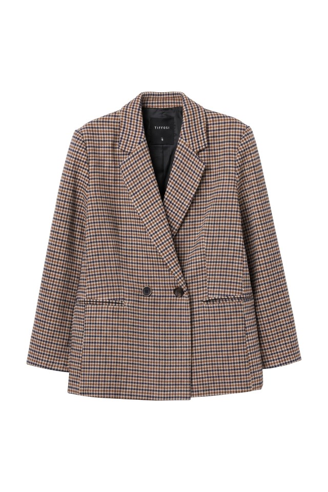 Beige Checked Oversize Blazer Beige Checked Oversize Blazer