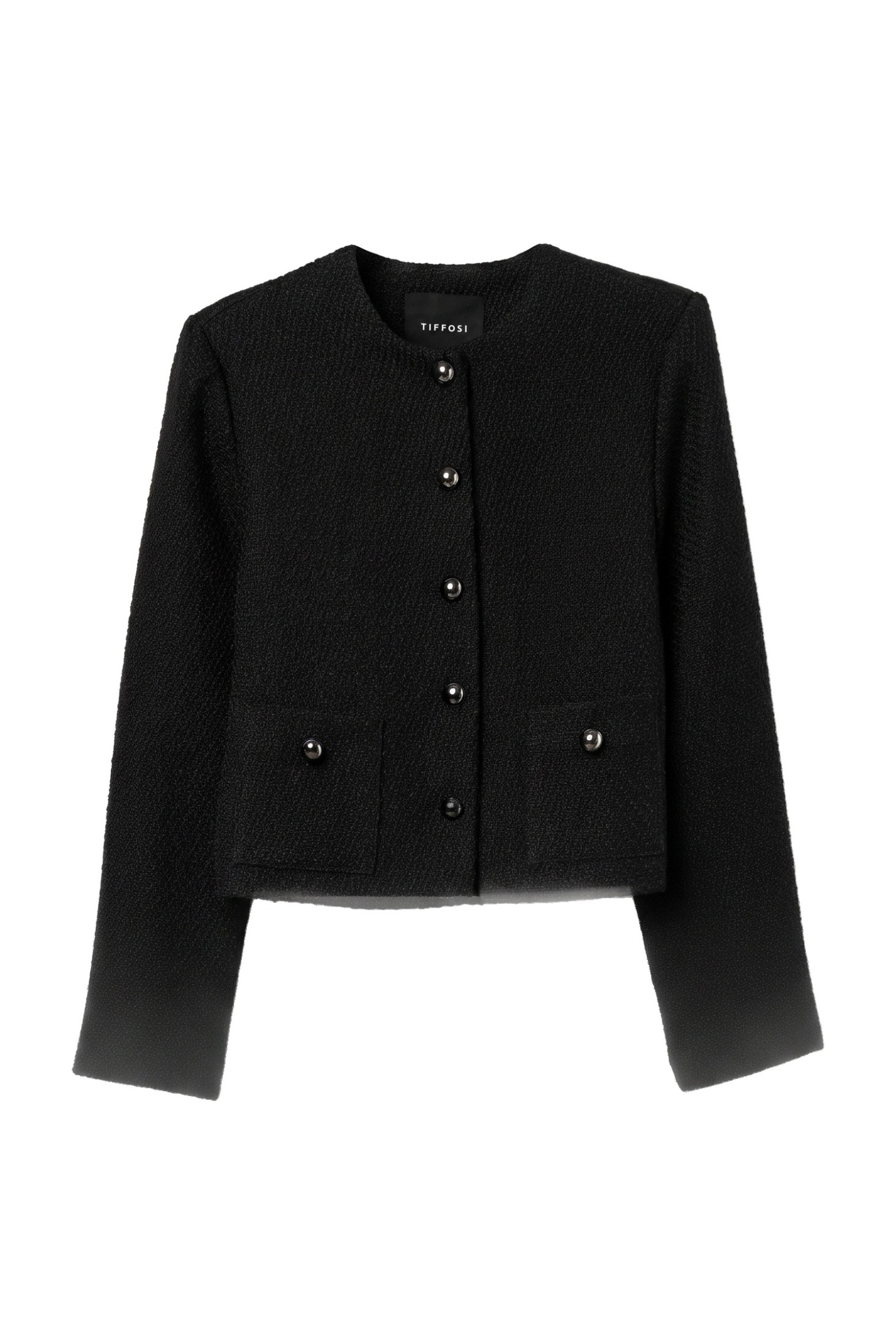 Cropped Black Buttoned Jacket