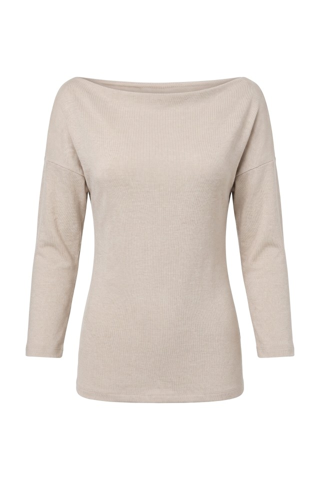T-shirt bege ombro caído T-shirt bege ombro caído