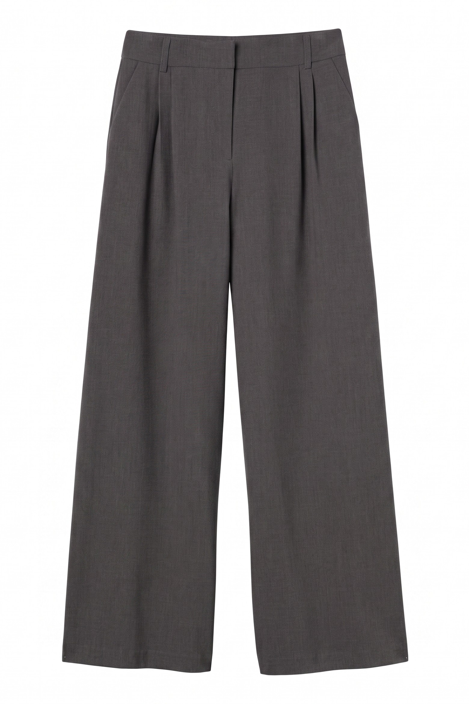 Wide-Leg Grey Melange Trousers