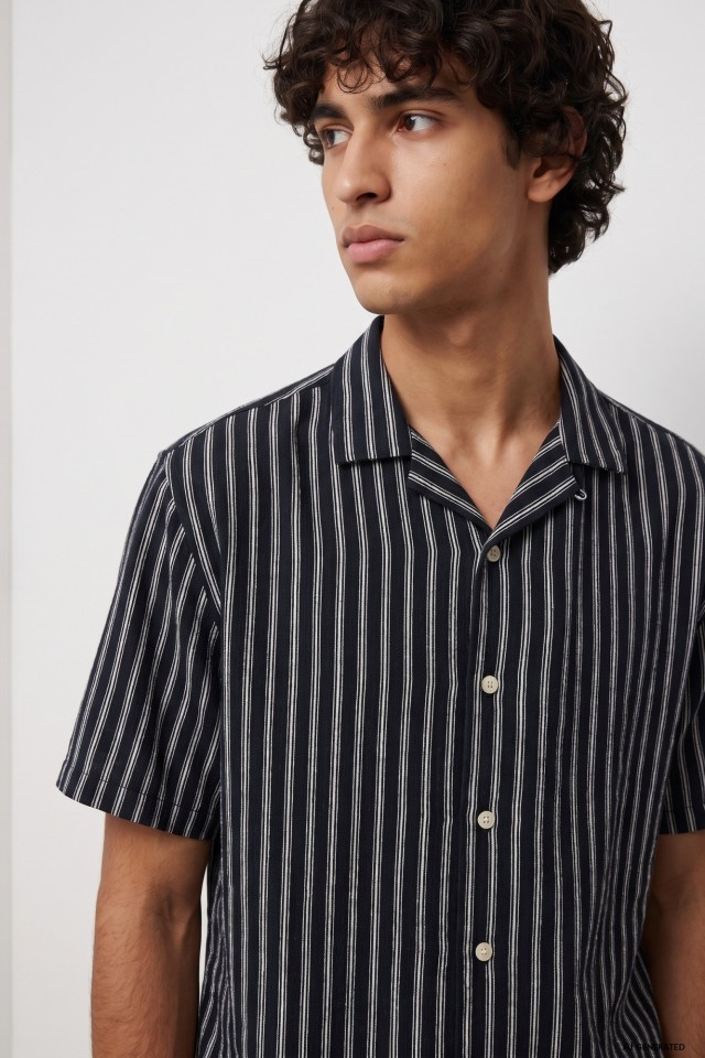 Dark Blue Striped Shirt