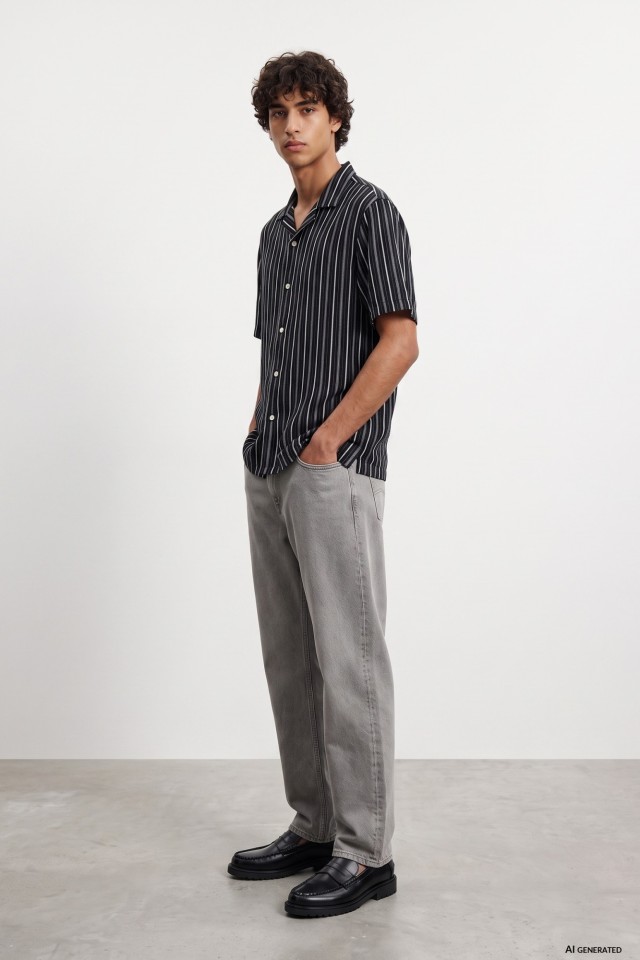Dark Blue Striped Shirt