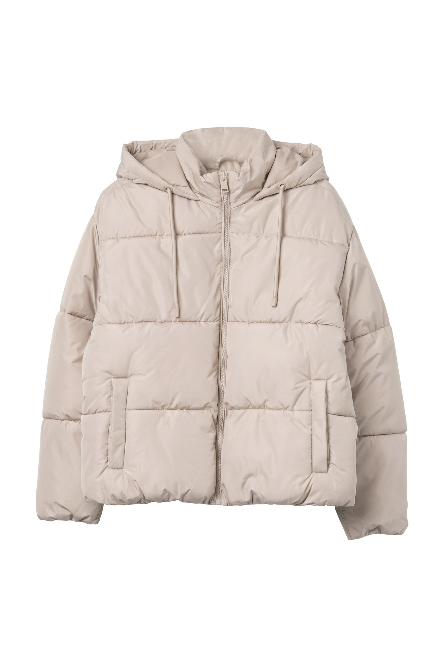Beige Cropped Puffer Jacket