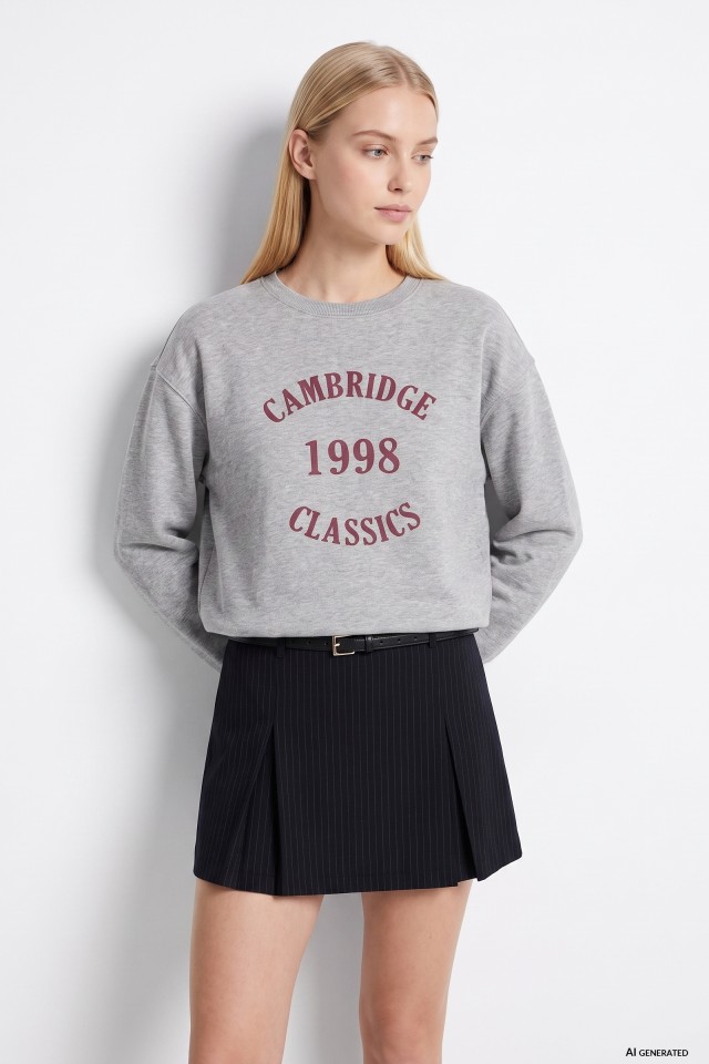 Grey Cambridge Print Sweatshirt