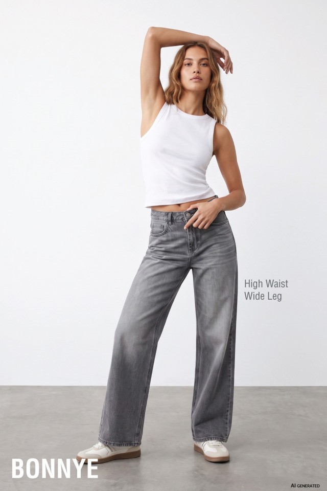 Jeans straight gris vibes urbanas Jeans straight gris vibes urbanas