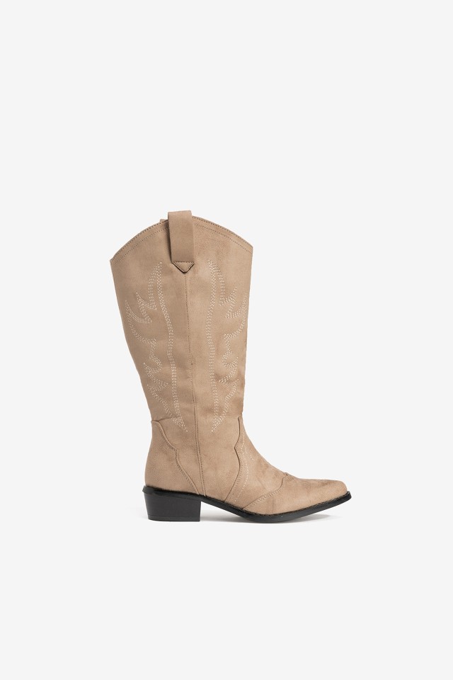 Beige Tall Western Boot