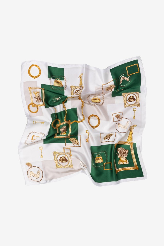 Green and White Classic Scarf