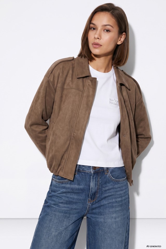 Beige Loose Fit Jacket