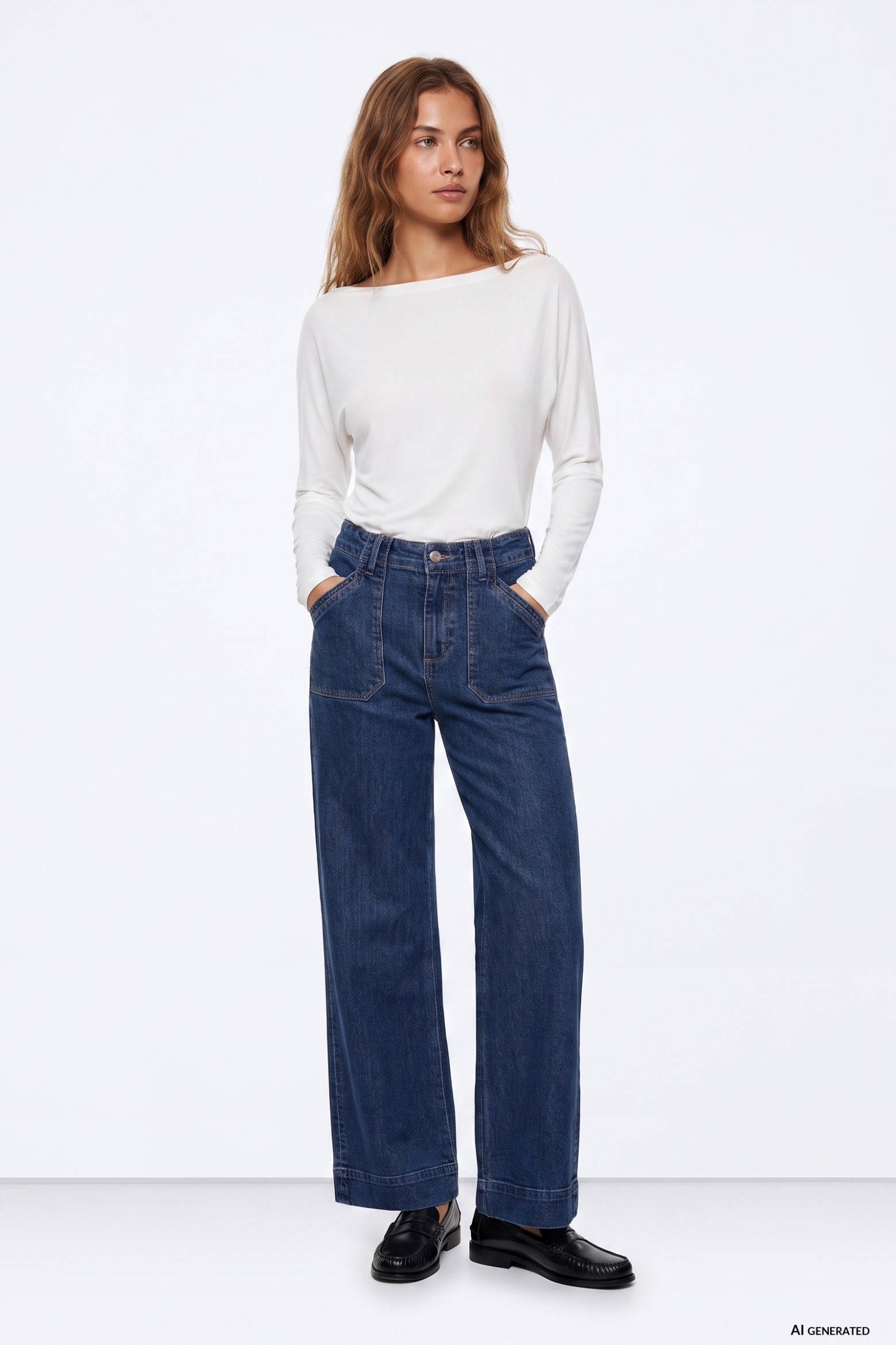 Jeans wide leg azul oscuro