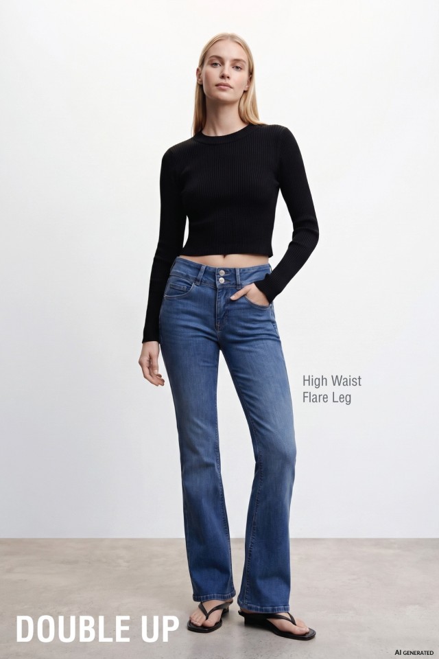Jeans largo azul escuro