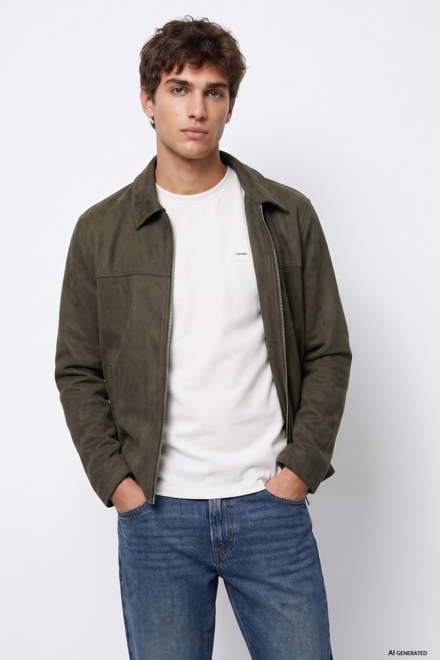 Green Minimal Zip Jacket