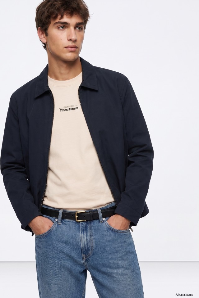 Cazadora azul básica hombre Cazadora azul básica hombre