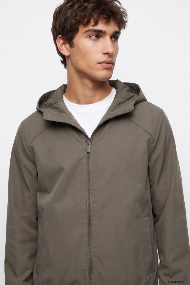 Brown Hooded Casual Jacket