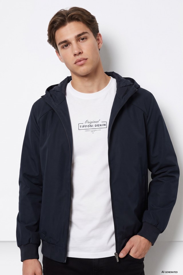 Dark Blue Hooded Jacket