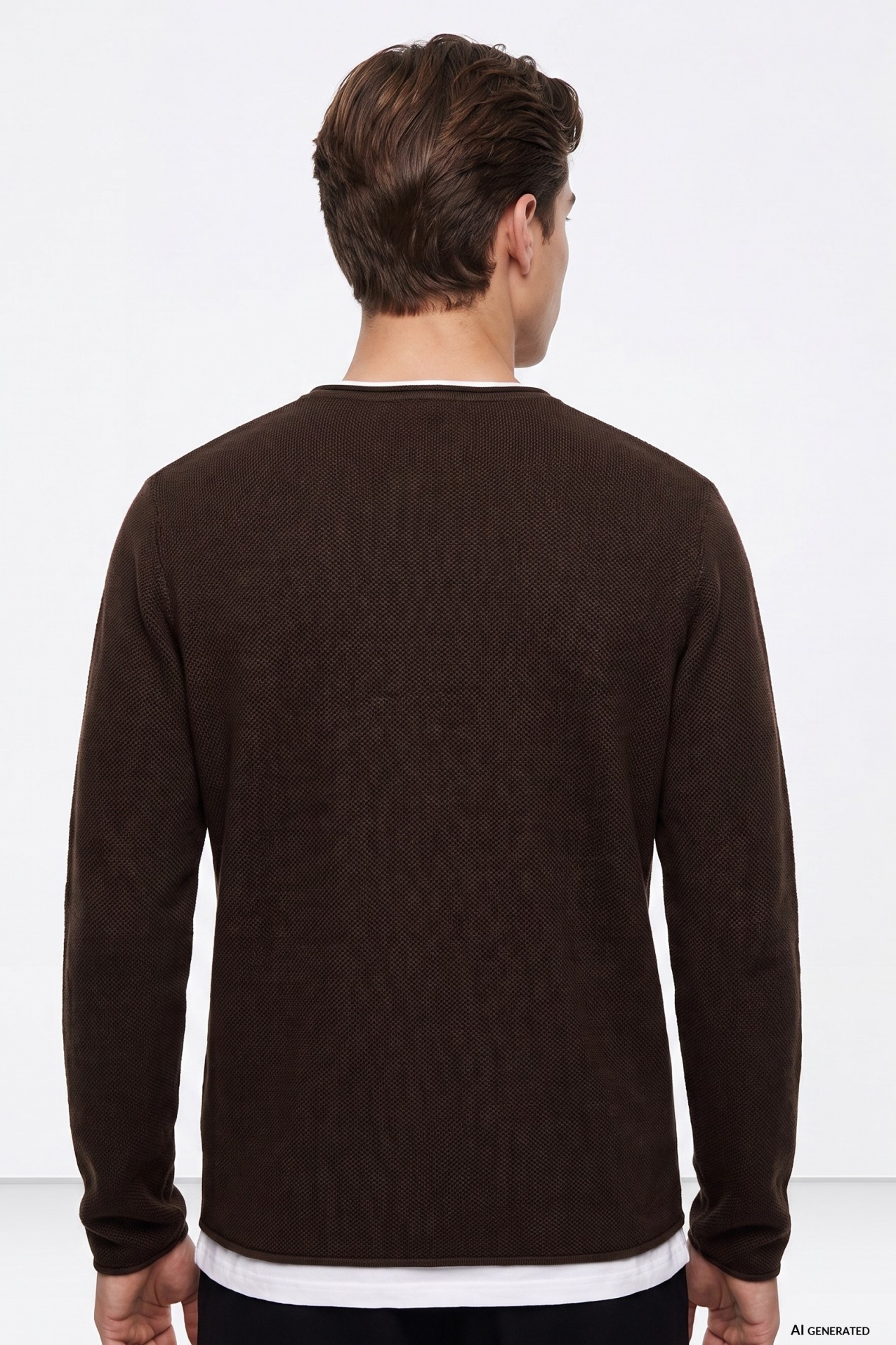 Brown Casual Knit Sweater