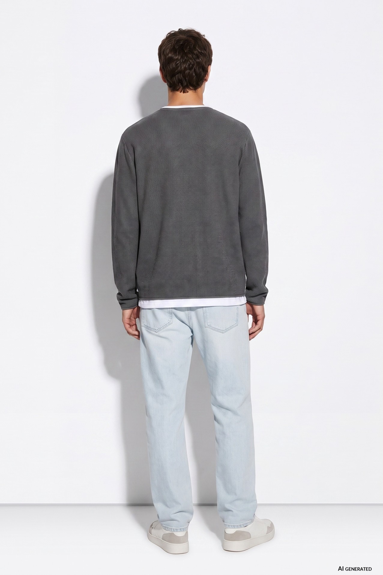 Grey Minimalist Crewneck Sweater