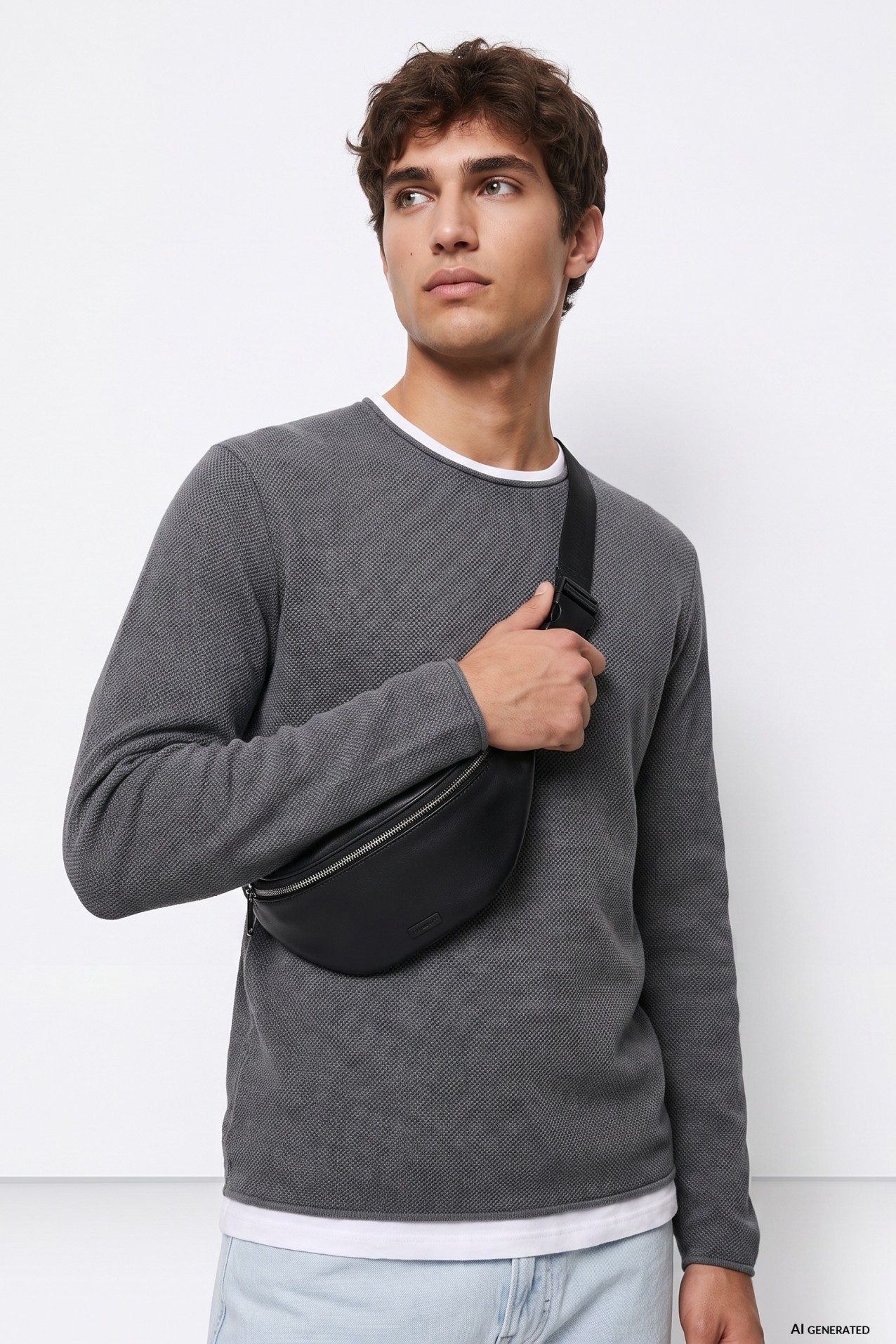 Grey Minimalist Crewneck Sweater