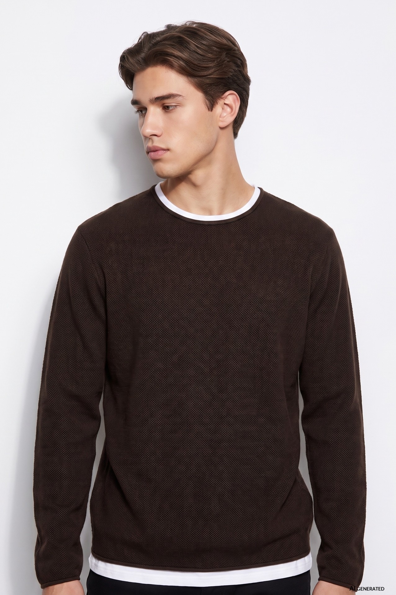 Brown Casual Knit Sweater