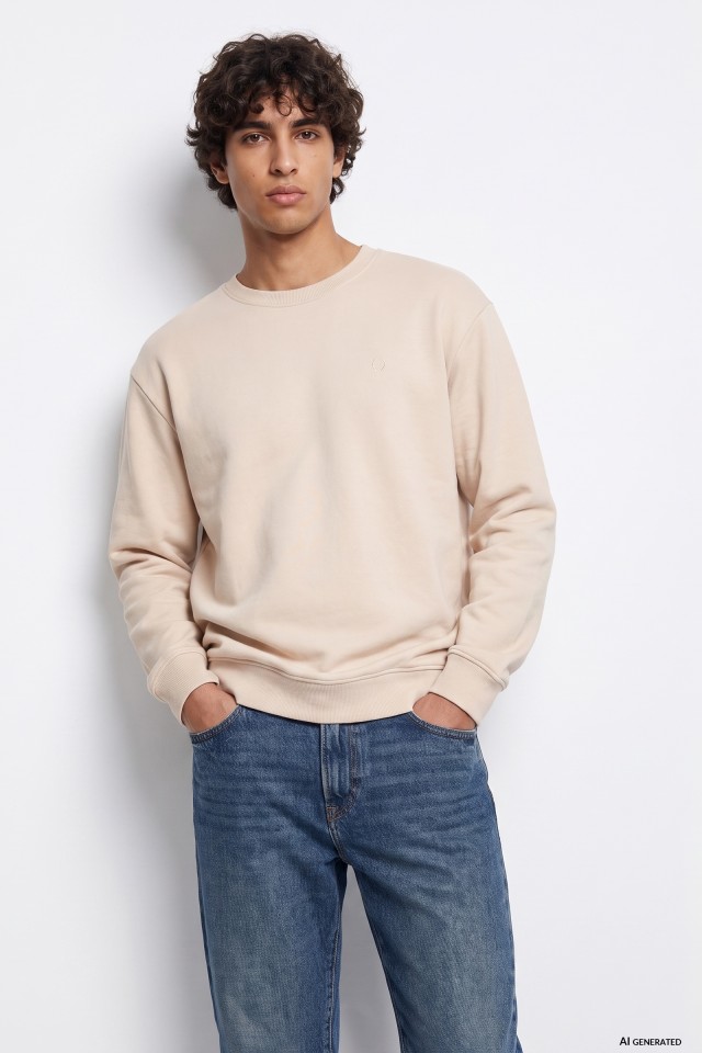 Beige Straight Fit Sweatshirt