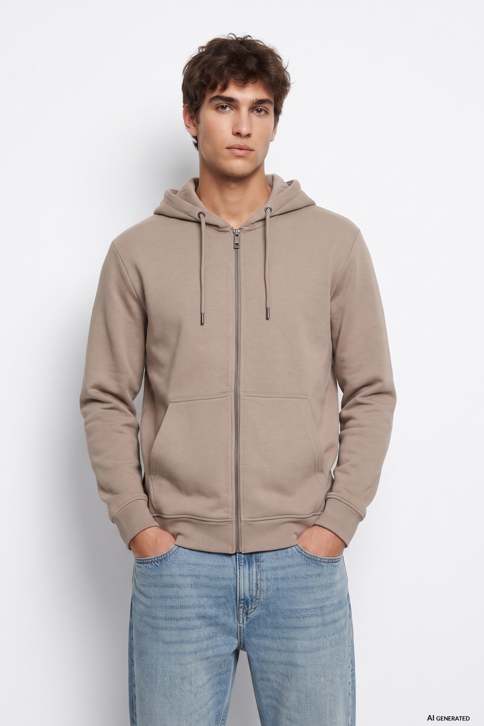 Sudadera beige con capucha