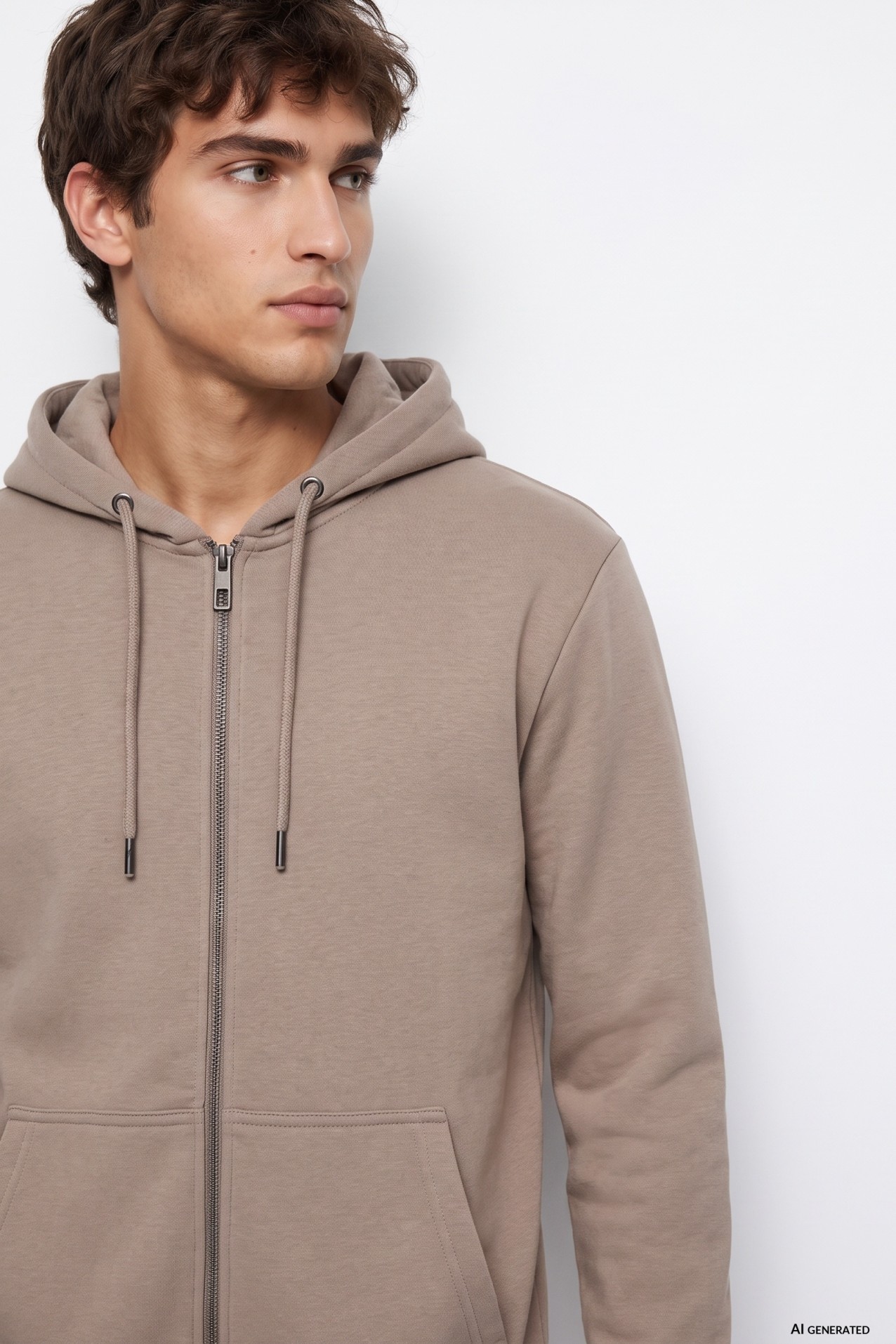 Sudadera beige con capucha