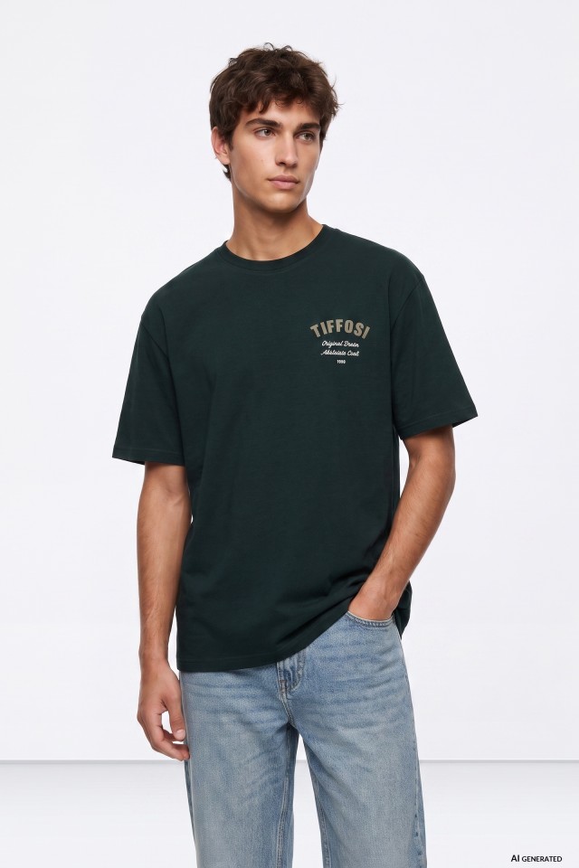 Camiseta verde corte recto