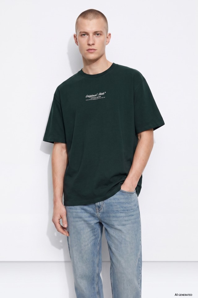 Green Oversize Print T-shirt