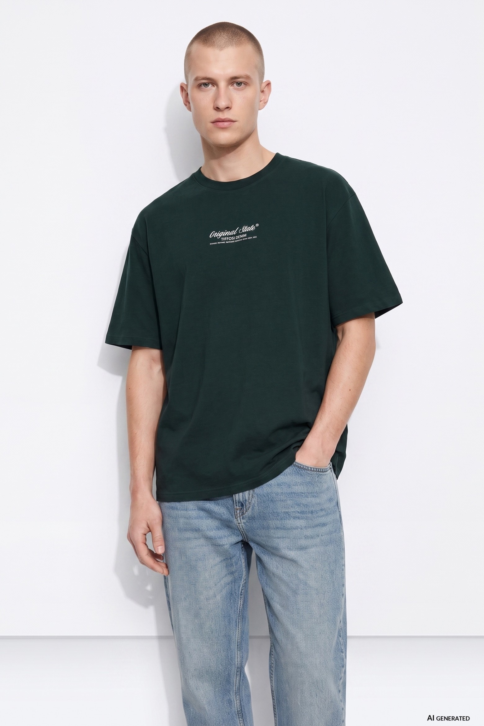 Camiseta oversize verde oscuro