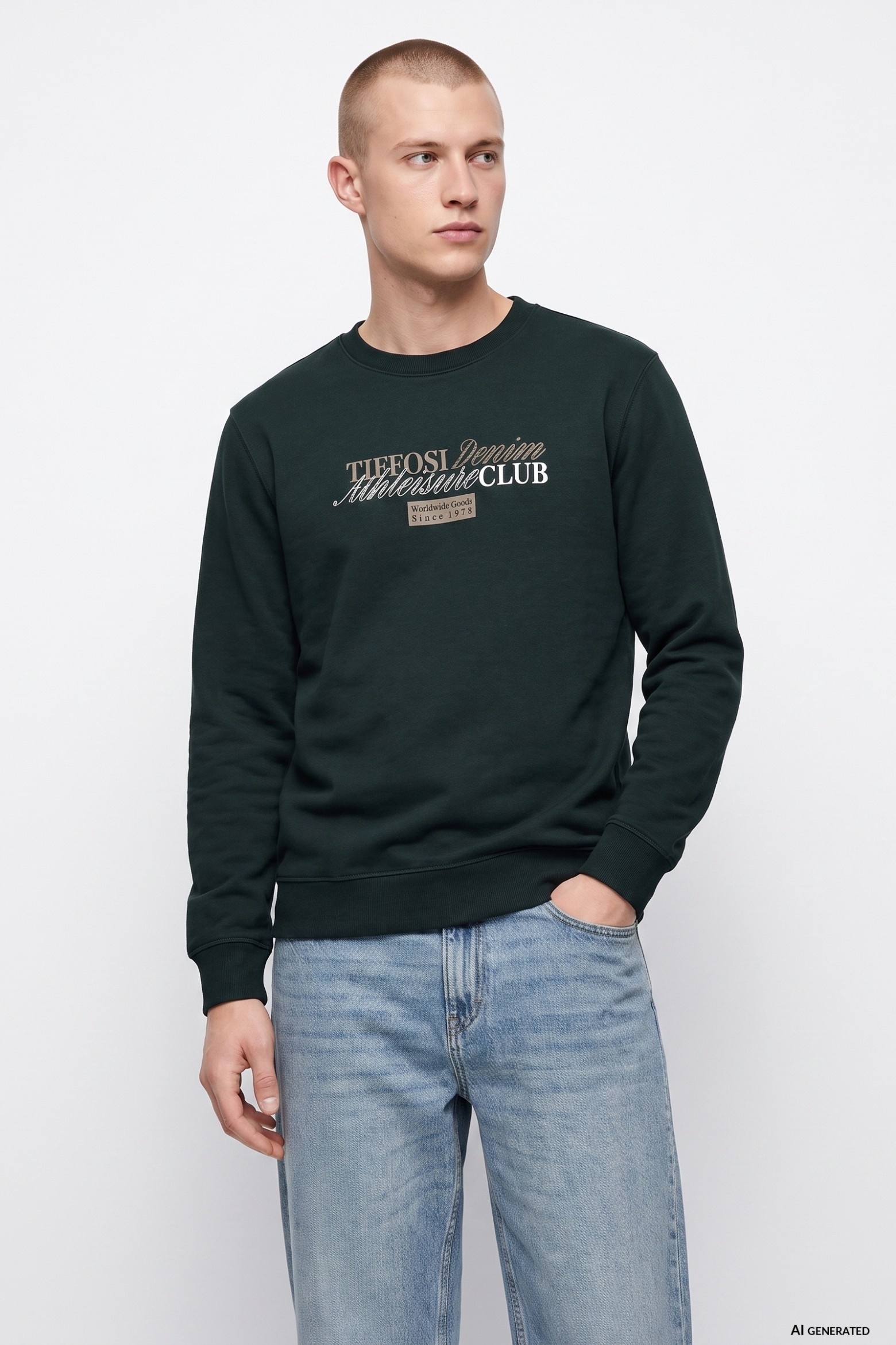Dark Green Printed Sweatshirt