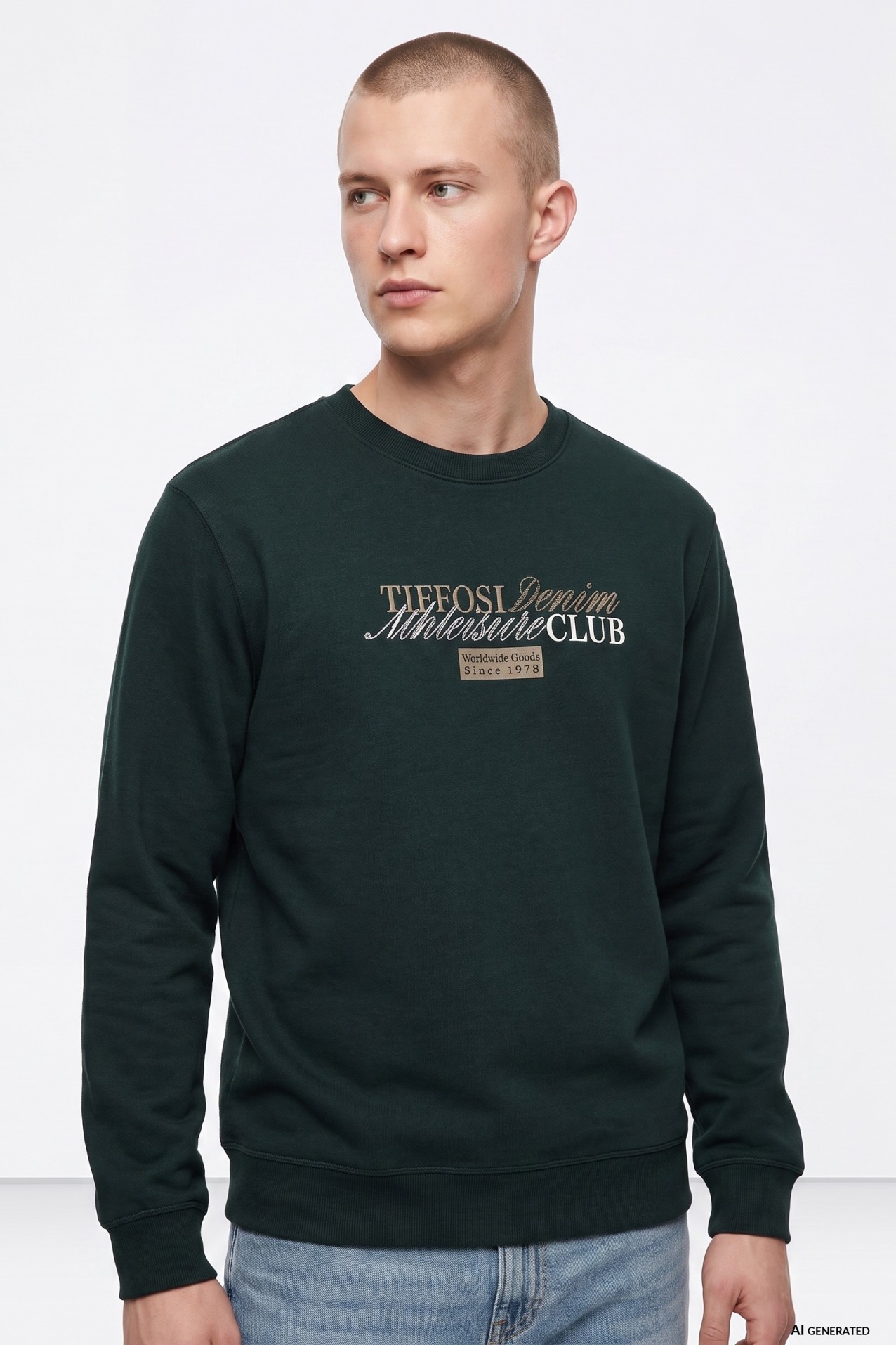 Dark Green Printed Sweatshirt