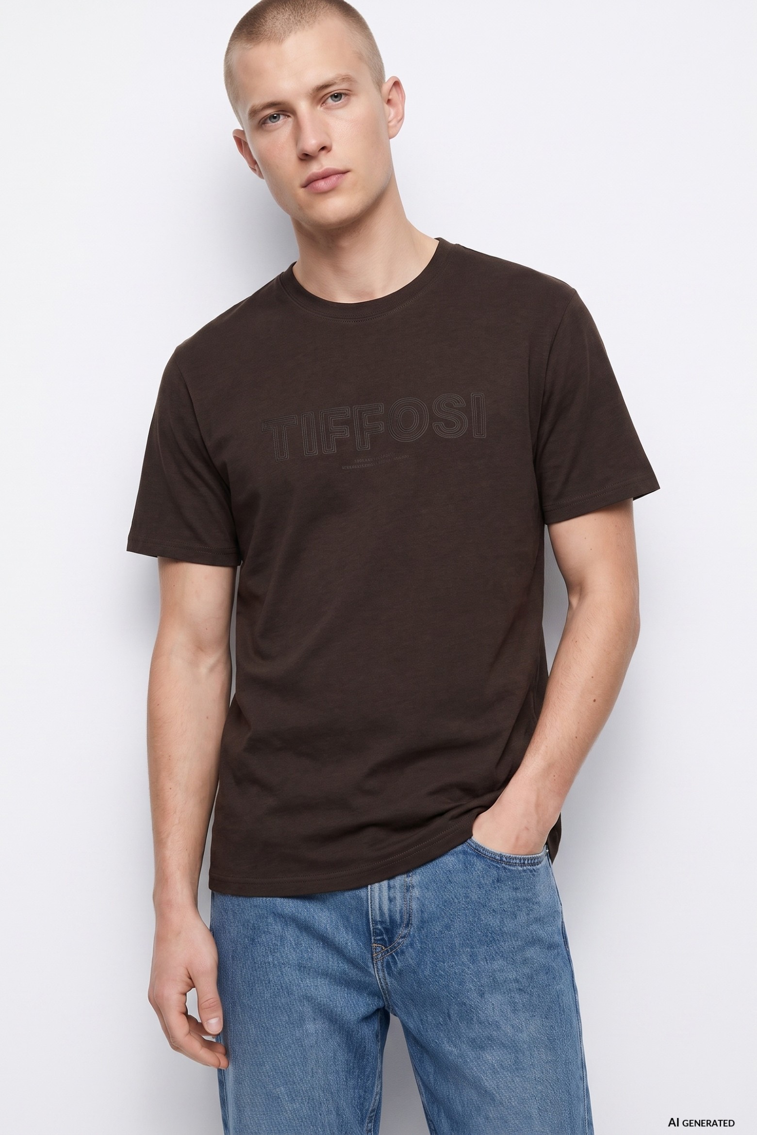 Camiseta chocolate letras relieve