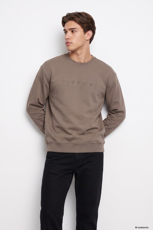 Beige Oversize Logo Sweatshirt