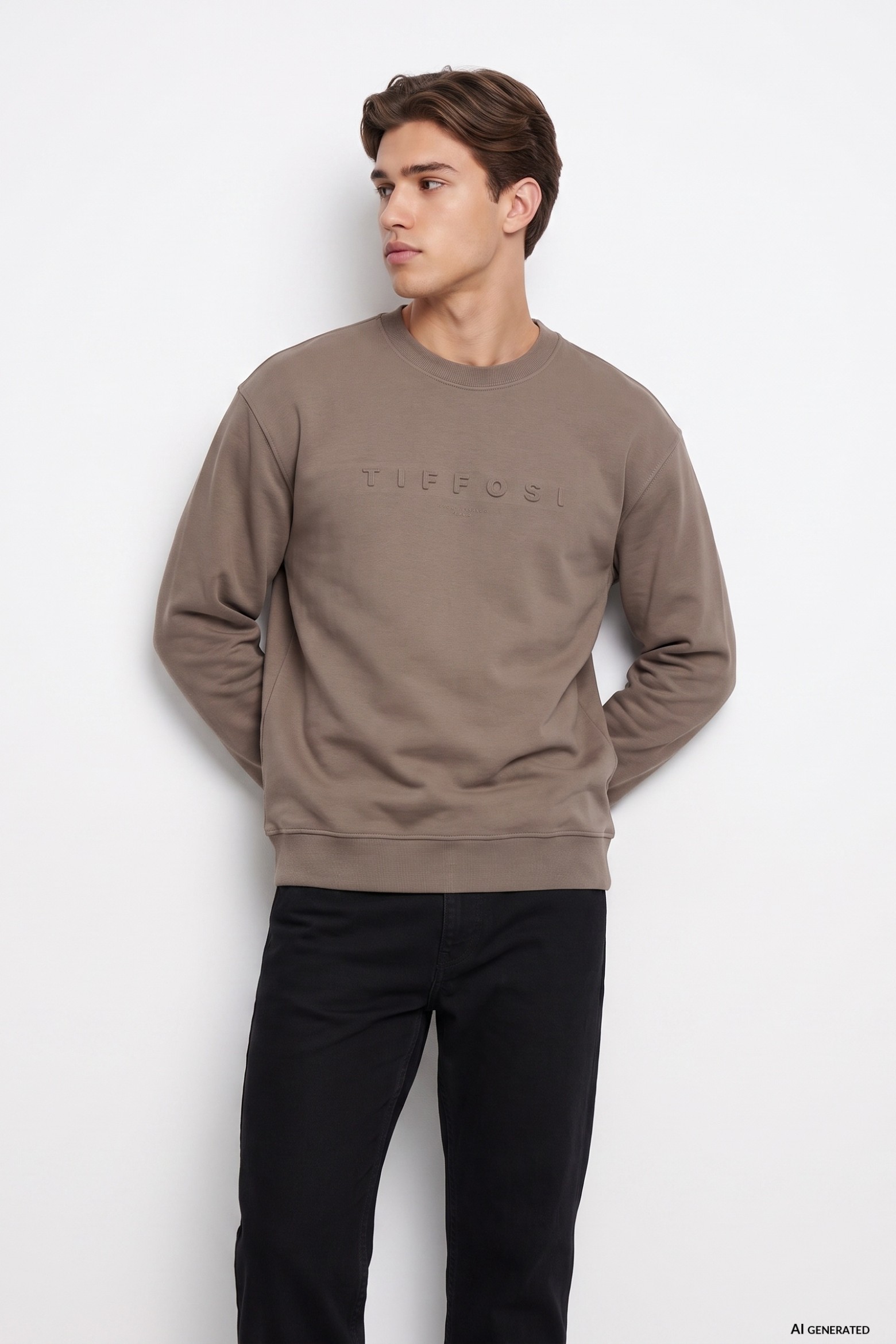 Beige Oversize Logo Sweatshirt