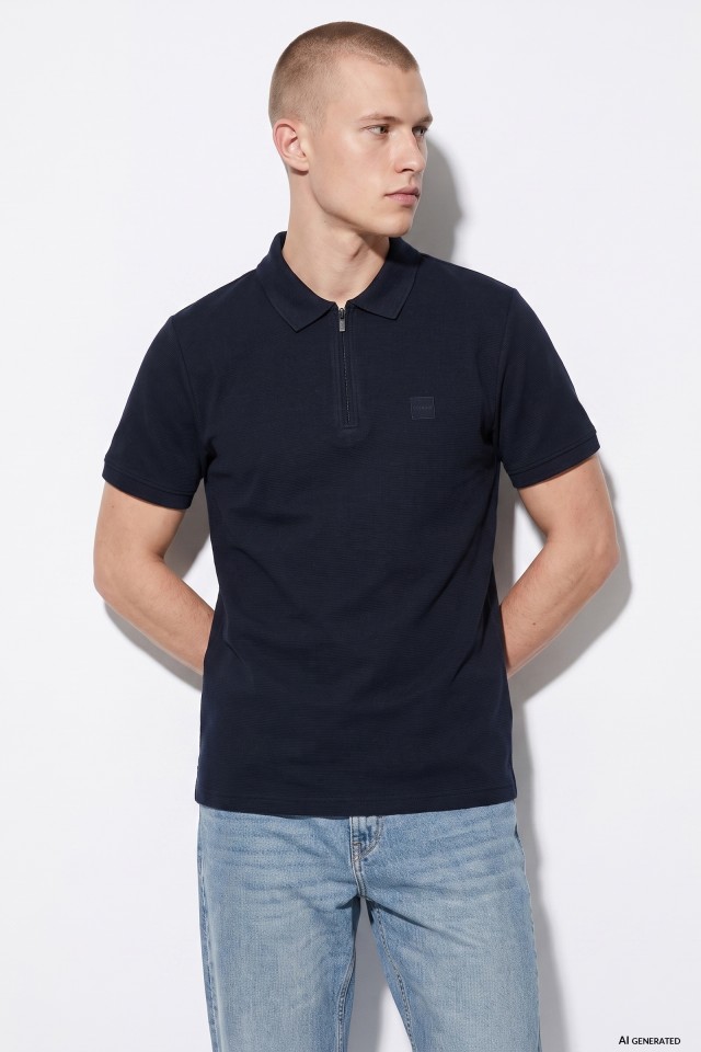 Dark Blue Short Sleeve Polo