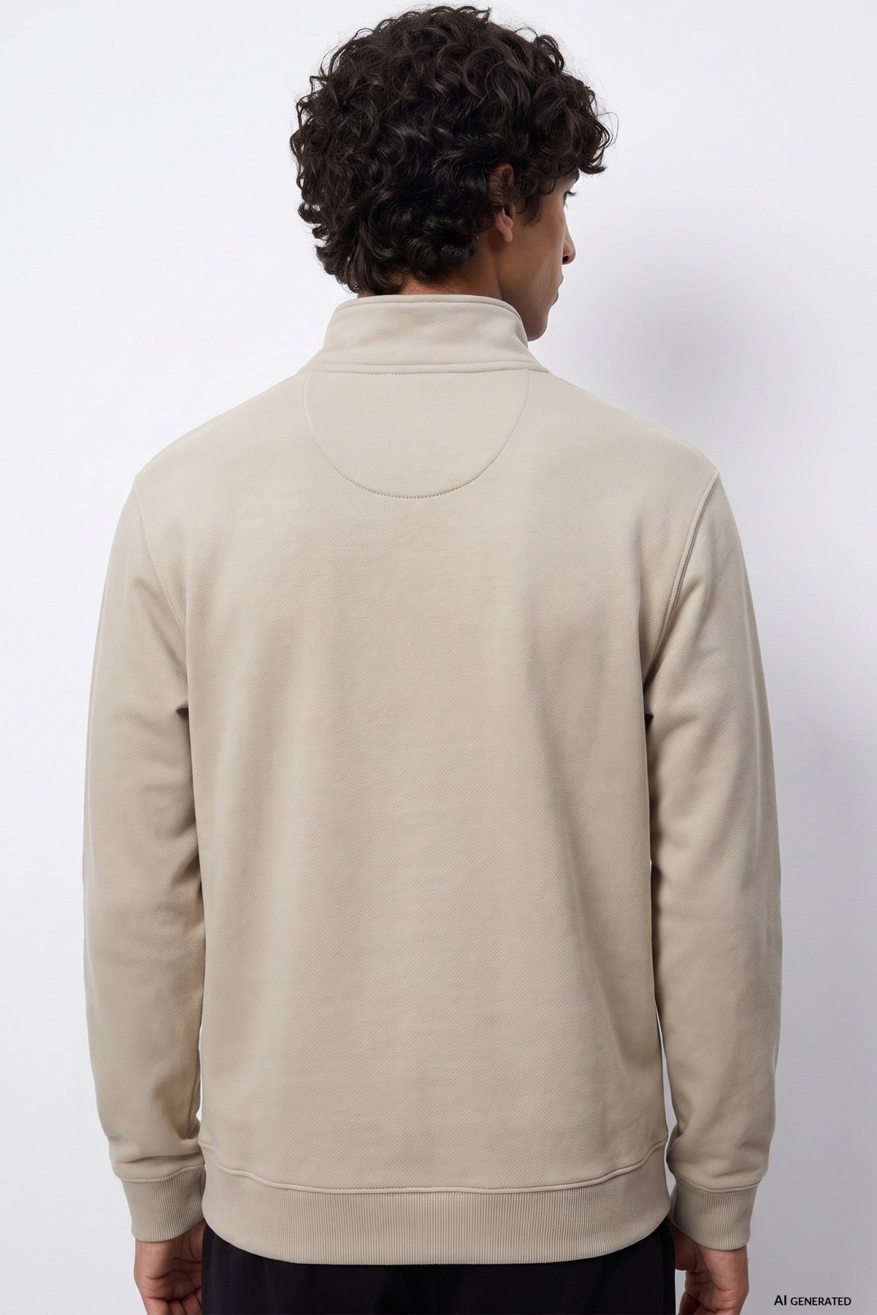 Sudadera beige cremallera