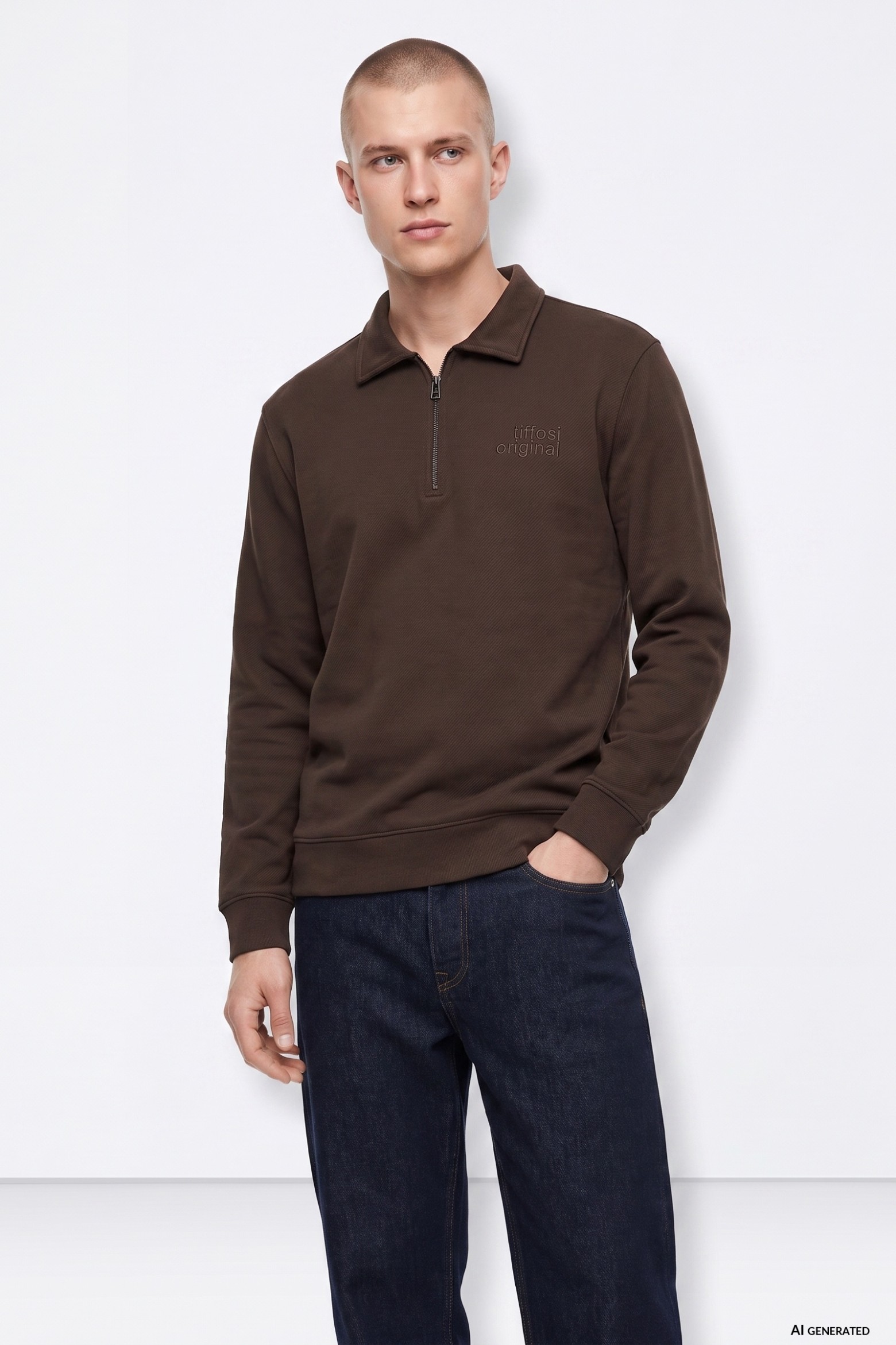 Camisola chocolate meia zip