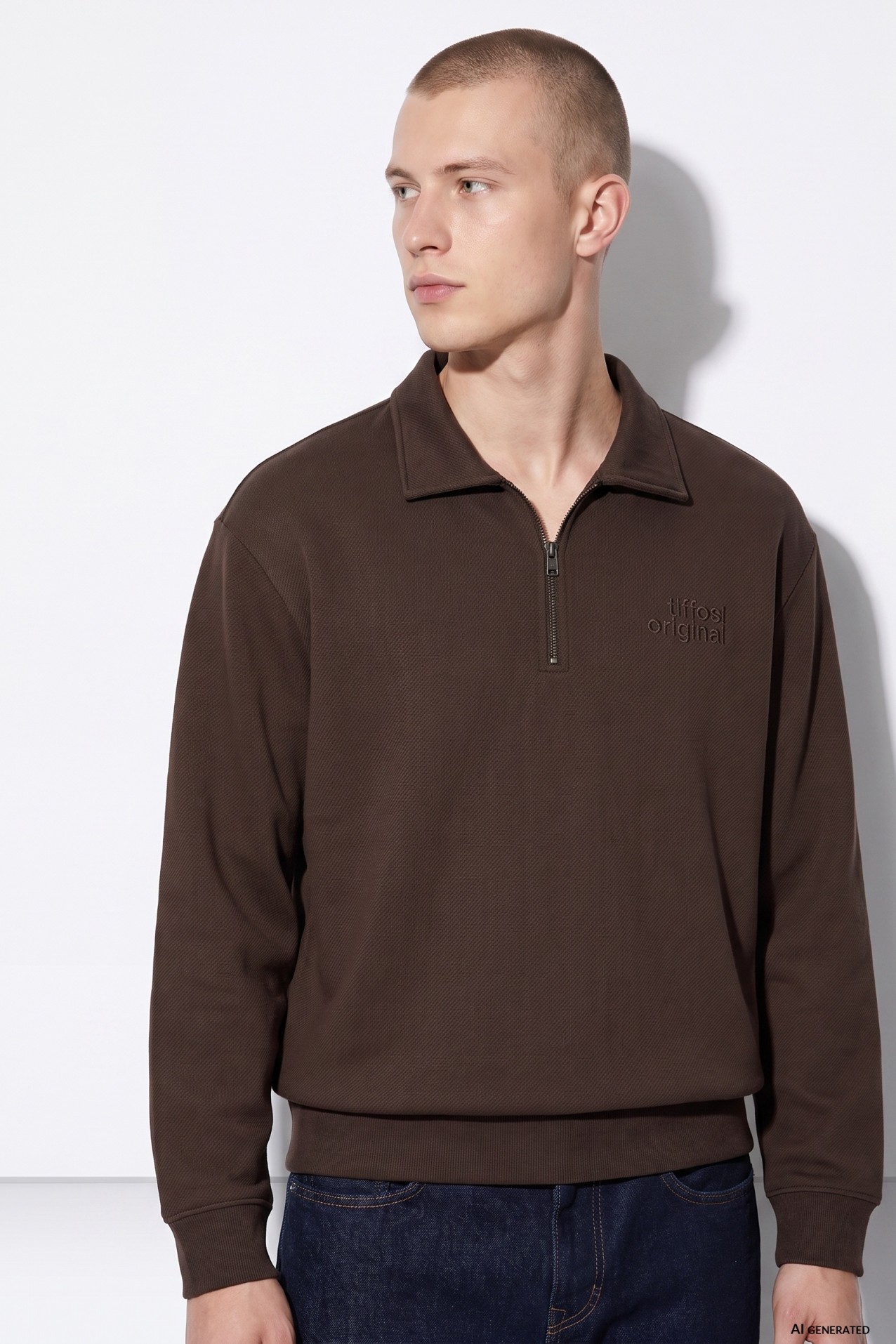 Camisola chocolate meia zip