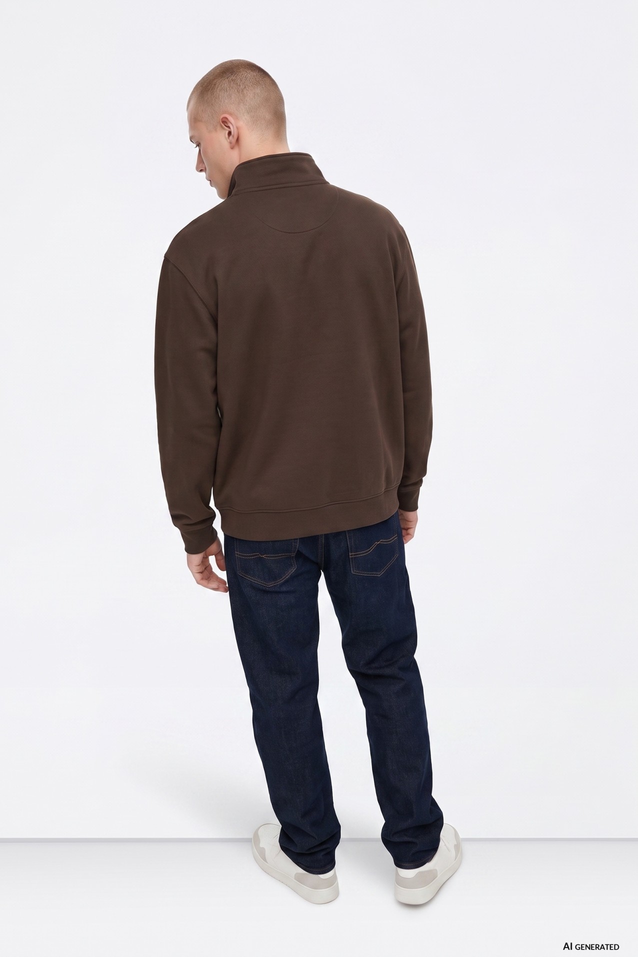 Camisola chocolate meia zip