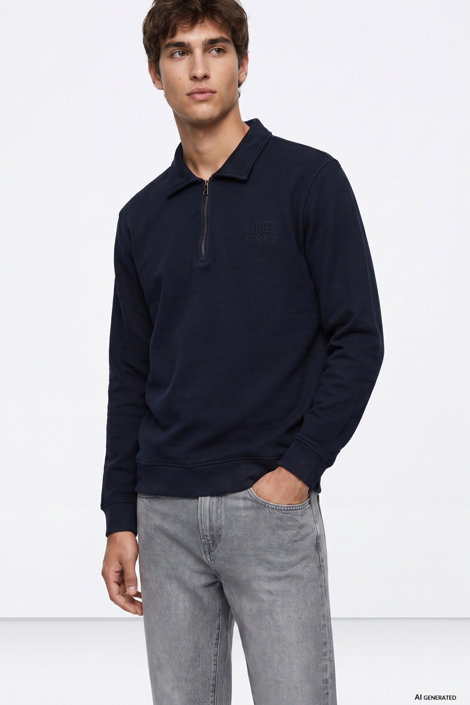 Sudadera azul con cremallera